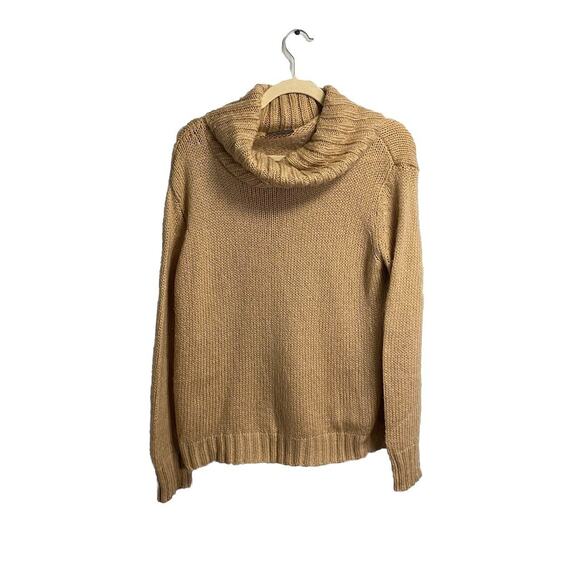 Wooden Ships Paola Buendia Pullover Sweater‎ Chunky Knit Cowl Neck Wool Camel XS - Picture 1 of 4
